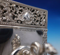 Maintenon by Shiebler Sterling Silver and Wood Desk Blotter Stamp Box Lion #4946