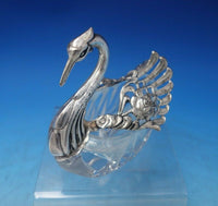 German Sterling Silver Crystal Sugar Basket Swan Form with Movable Wings (#6474)