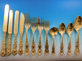 Imperial Chrysanthemum Gorham Sterling Silver Vermeil Flatware Set 157 pieces