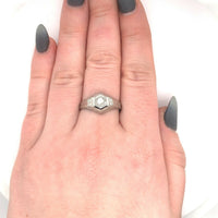 18k Art Deco .19ct Genuine Natural Diamond Men's Ring (#J5494)