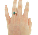 14k White Gold 1.23ct Teal Genuine Natural Tourmaline and Diamond Ring (#J4584)