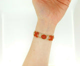 14k Yellow Gold Chinese Export Carved Carnelian Bracelet (#J5061)