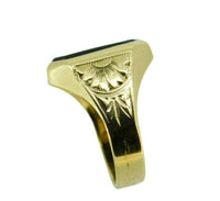 10k Yellow Gold Men's Genuine Natural Onyx Ring Hand Engraved (#J4700)