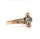 10k Yellow Gold Victorian Genuine Natural Aquamarine and Diamond Ring (#J5560)