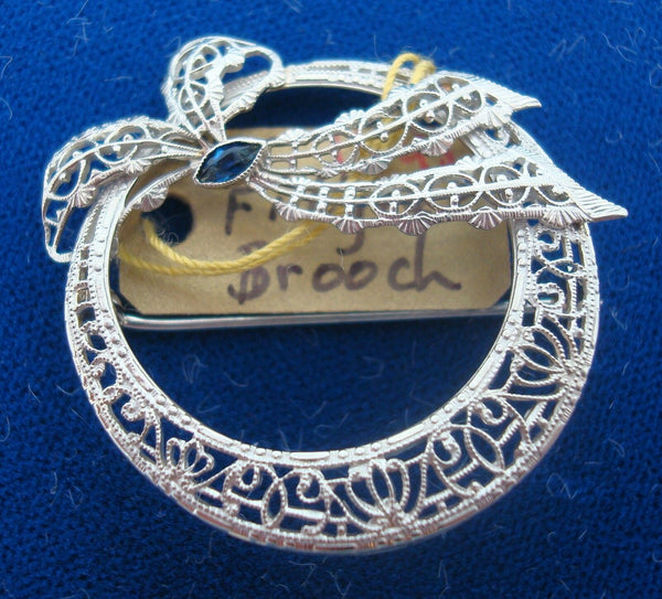 Art Deco Gold Filigree Brooch (#J1645)