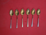 Norwegian Sterling Silver Demitasse Spoon set of 6 in fitted box vermeil 3 7/8"