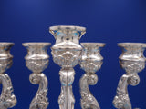 Judaica by Unknown Sterling Silver Hanukkah Menorah 9 lights Ornate Footed #7083