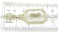 14k Filigree Art Deco Genuine Natural Rock Crystal Pendant with Diamond (#J4274)