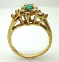 10k Oval Genuine Natural Emerald Ring with Diamonds (#J3609)