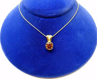 14k Gold Concave Cut Genuine Natural Citrine Pendant (#J1105)