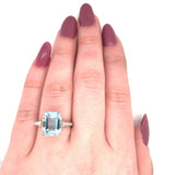 14k White Gold Emerald Cut 4.51ct Genuine Natural Aquamarine Ring (#J5589)