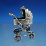 Italian Sterling Silver Figurine Baby Pram / Stroller w/ Movable Wheels (#6753)