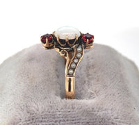 14k Yellow Gold Victorian Opal and Red Paste Stone Ring (#J6139)