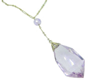 14k Gold Art Deco 68ct Genuine Natural Amethyst Necklace (#J4128)