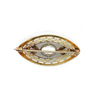 14k Yellow Gold Victorian Genuine Natura Moonstone Pin w/Applied Leaves (#J5472)