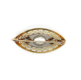14k Yellow Gold Victorian Genuine Natura Moonstone Pin w/Applied Leaves (#J5472)