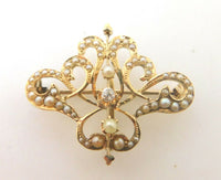 14k Gold Watch Pin with Diamond and Seed Pearls (#J3823)