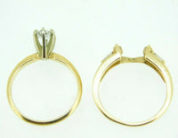 14k Yellow Gold Wedding Set with Oval Genuine Natural Diamond and Wrap (#J878)