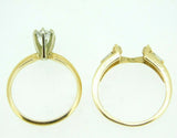 14k Yellow Gold Wedding Set with Oval Genuine Natural Diamond and Wrap (#J878)