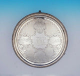 George Sharp Coin Silver Tray Round Cast and Applied Scroll w/Feet #136 (#3528)