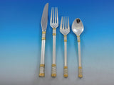 Aegean Weave Gold by Wallace Sterling Silver Flatware Set 12 Service 105 pieces