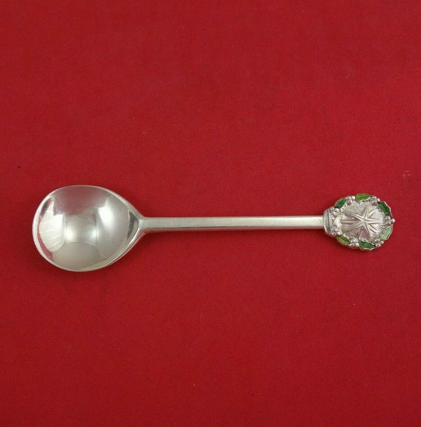 Georg Jensen Sterling Silver Teaspoon Christmas 1971 Enamel 6" Flatware