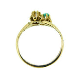 10k Yellow Gold Victorian Genuine Natural Turquoise and Diamond Ring (#J4533)