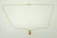 14k Gold Concave Cut Genuine Natural Citrine Pendant (#J1105)