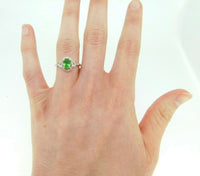 14k White Gold 1.05ct Tsavorite Genuine Natural Garnet and Diamond Ring (#J5127)