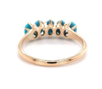 10k Yellow Gold Victorian 5-Stone Turquoise Glass Ring Size 7.75 (#J5858)