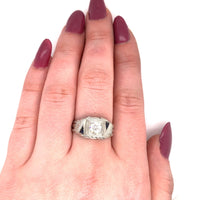 18k White Gold Art Deco Men's Diamond and Sapphire Ring Jewelry (#J5593)