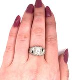 18k White Gold Art Deco Men's Diamond and Sapphire Ring Jewelry (#J5593)