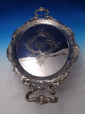 German .800 Silver Tea Tray Bright-Cut w/Shell Oak Leaves Lion Crest Stag #7457