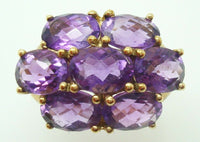 10K Gold Ring with Seven Genuine Natural Amethysts (#C3034)