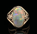 10k Yellow Gold 1.65ct Genuine Natural Opal Ring Pierced Size 6 (#J6099)