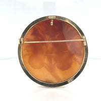 12k Yellow Gold Genuine Natural Cameo Pin Pendant Brooch w/Violet Flowers #J6448