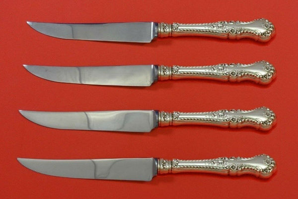 English Rose by Durgin Sterling Silver Steak Knife Set 4pc HHWS  Custom 8 1/2"