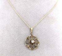 10k Yellow Gold Victorian Diamond and Seed Pearl Lavaliere (#J5583)