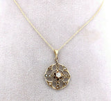 10k Yellow Gold Victorian Diamond and Seed Pearl Lavaliere (#J5583)