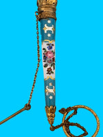 Tussie Mussie Posey Posy Holder with Enamel Handle Large Red Stones (#J1320)