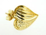 14k Yellow and White Gold Heart Stud Earrings Jewelry (#J4441)