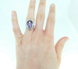 Art Deco 14k White Gold Filigree Amethyst Seed Pearl Ring (#J5007)