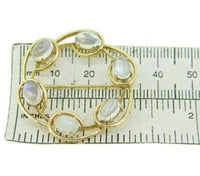 14k Yellow Gold Round Circle Genuine Natural Moonstone Pin w/Blue Flash (#J4559)