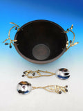 Olive Branch by Michael Aram Brass Gold Serving Set with Wood Serving Bowl - New