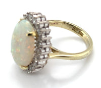 14k Gold Australian Genuine Natural Opal and Diamond Ring Size 4.25 (#J6349)