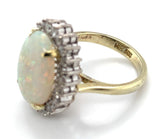 14k Gold Australian Genuine Natural Opal and Diamond Ring Size 4.25 (#J6349)