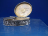 European .935 Sterling Silver Pill Trinket Box Brite-cut GW Interior c1930 #6511