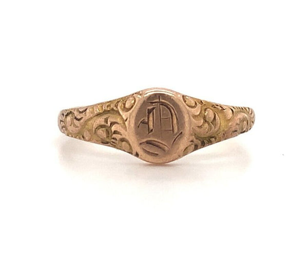 10k Baby Ring with Scrolly Band "D" Initial Size 2.5 Child's Jewelry (#J5886)