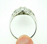 Art Deco 18k White Gold Filigree .36ct Genuine Natural Diamond Ring (#J4393)