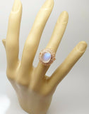 14K Rose Gold 3.83ct Genuine Natural Moonstone Ring with Diamonds (#J3318)